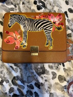 Aldo Brown Crossbody with Zebra & Floral Appliqué